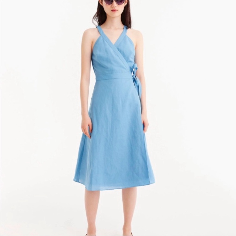 J Crew Linen Blend Wrap Dress - Size small